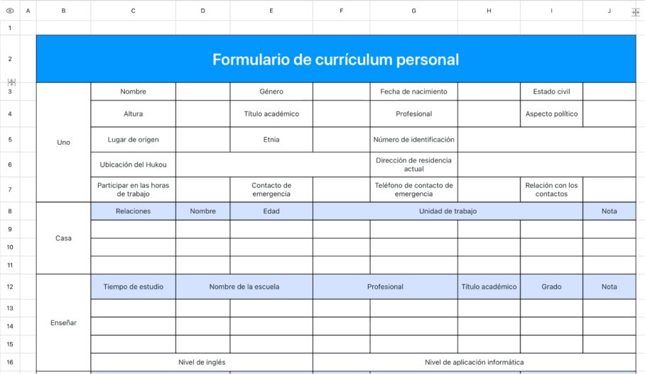 Currículum azul conciso